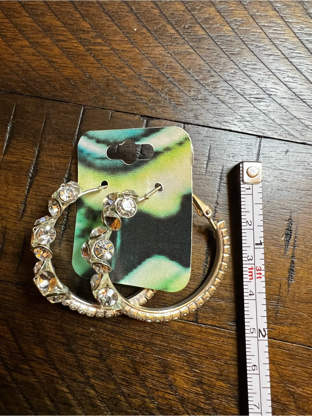 Rhinestone Embellished Silver Hoop Earrings